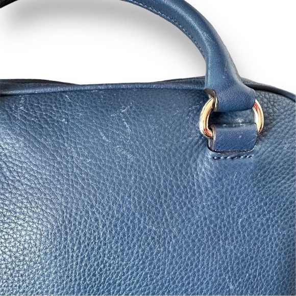 Michael Kors Navy Blue Handbag Gold Metal Hardware - Picture 3 of 15